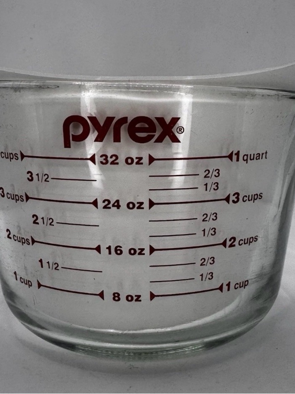 Vintage Pyrex Clear Glass Bowl with Red Measurement Markings - Picture 2 of 6